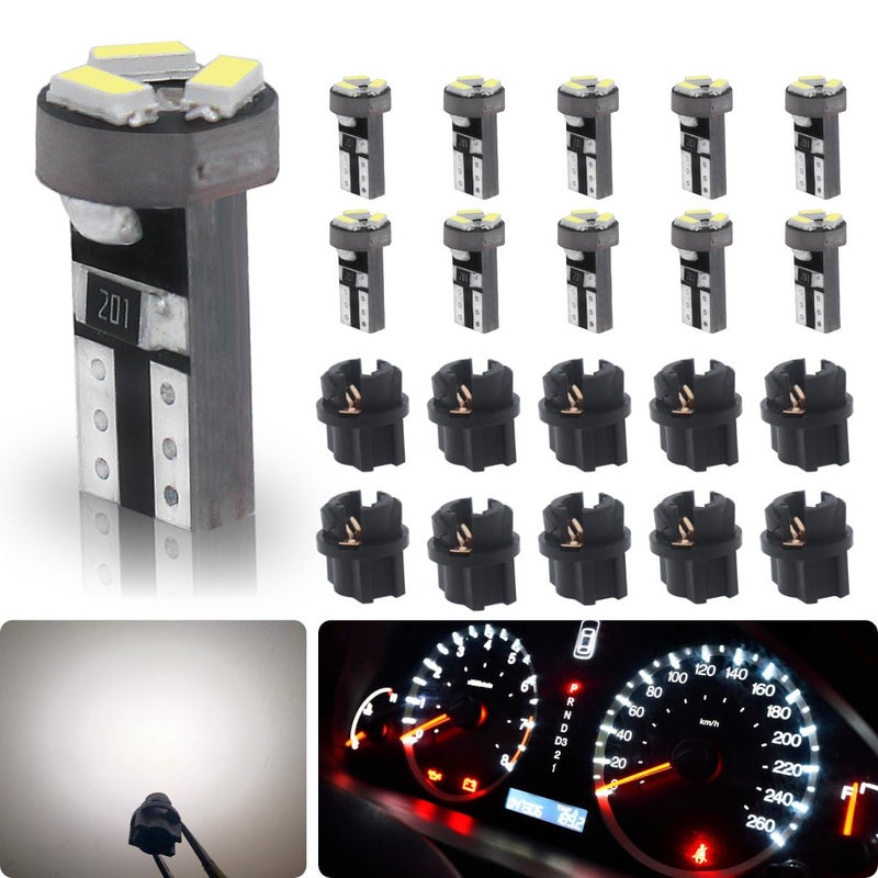 مصابيح LED T5 البيضاء Siweex 74 73 37 2721 لعداد لوحة القيادة ومجموعة عدادات الإشارة مع قاعدة قفل لولبي 38 9 مم عبوة من 10 مجموعات